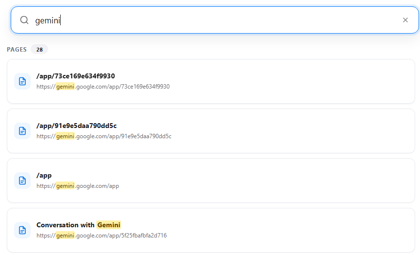 Cloud Dashboard search results for Gemini pages